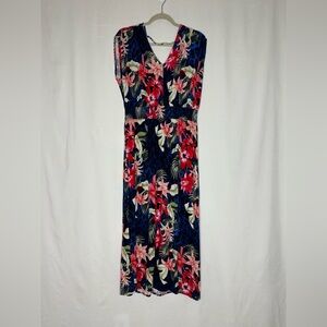 IMAN Floral Maxi Dress - Navy and Coral